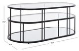 Safavieh Layta 3 Shelf Coffee Table XII23 Matte Black/Glass Metal COF6402B