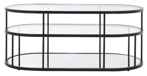 Safavieh Layta 3 Shelf Coffee Table XII23 Matte Black/Glass Metal COF6402B