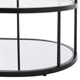 Safavieh Layta 3 Shelf Coffee Table XII23 Matte Black/Glass Metal COF6402B