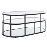 Safavieh Layta 3 Shelf Coffee Table XII23 Matte Black/Glass Metal COF6402B