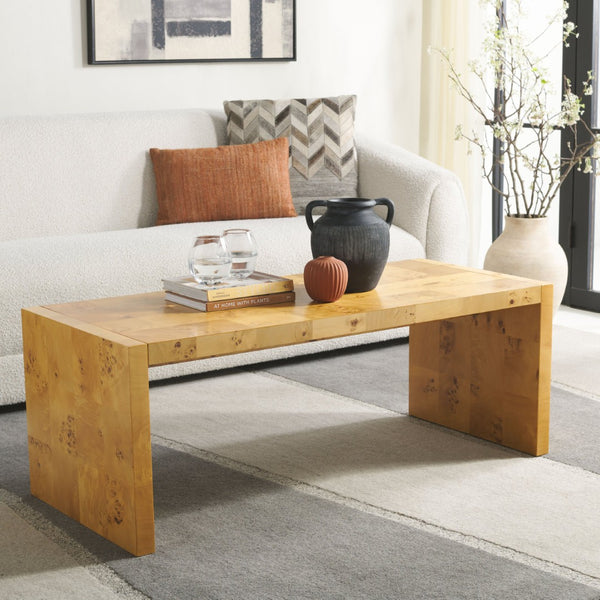 Safavieh Cella Coffee Table - Natural Poplar Burl Wood With Minimalist Design For Modern Living Spaces COF6403A