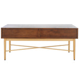 Safavieh Pierre 2 Drawer Coffee Table Walnut / Gold COF6404A