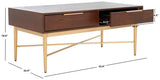 Safavieh Pierre 2 Drawer Coffee Table Walnut / Gold COF6404A