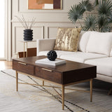 Safavieh Pierre 2 Drawer Coffee Table Walnut / Gold COF6404A