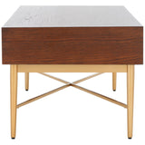 Safavieh Pierre 2 Drawer Coffee Table Walnut / Gold COF6404A