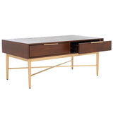 Safavieh Pierre 2 Drawer Coffee Table Walnut / Gold COF6404A