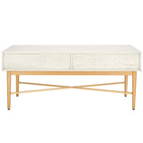 Safavieh Pierre 2 Drawer Coffee Table White Washed / Gold COF6404B