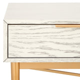 Safavieh Pierre 2 Drawer Coffee Table White Washed / Gold COF6404B