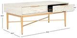 Safavieh Pierre 2 Drawer Coffee Table White Washed / Gold COF6404B