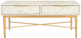 Safavieh Pierre 2 Drawer Coffee Table White Washed / Gold COF6404B