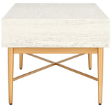 Safavieh Pierre 2 Drawer Coffee Table White Washed / Gold COF6404B