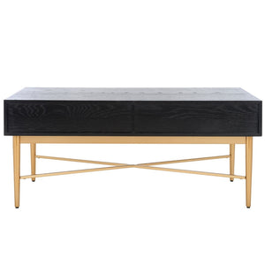 Safavieh Pierre 2 Drawer Coffee Table Black / Gold COF6404C
