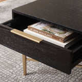 Safavieh Pierre 2 Drawer Coffee Table Black / Gold COF6404C