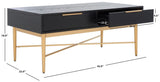 Safavieh Pierre 2 Drawer Coffee Table Black / Gold COF6404C