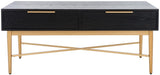 Safavieh Pierre 2 Drawer Coffee Table Black / Gold COF6404C