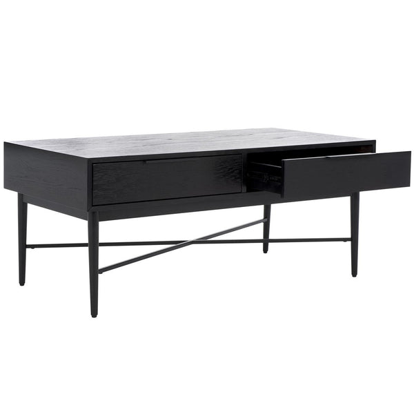 Safavieh Pierre 2 Drawer Coffee Table Black COF6404D