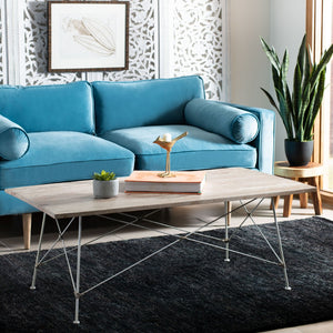 Safavieh Cyprus Coffee Table: Modern Geometric Design With White-Washed Finish For Stylish Living Room Decor COF6500A