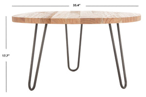 Safavieh Dale Free Edge Coffee Table - Rustic Mindi Wood & Dark Steel Legs For Mid-Century Modern Spaces COF6501A