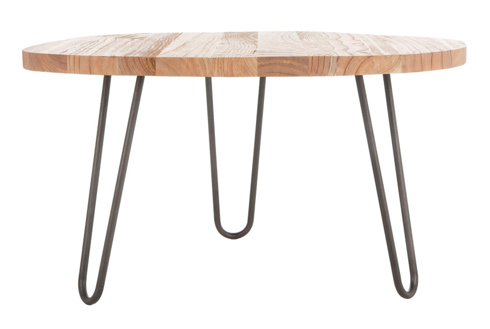 Safavieh Dale Free Edge Coffee Table - Rustic Mindi Wood & Dark Steel Legs For Mid-Century Modern Spaces COF6501A