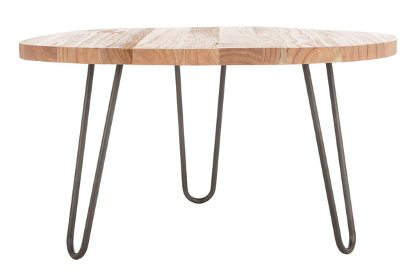 Safavieh Dale Free Edge Coffee Table - Rustic Mindi Wood & Dark Steel Legs For Mid-Century Modern Spaces COF6501A