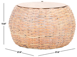 Safavieh Klarysa Bohemian Rattan Coffee Table With Removable Wood Top - Perfect For Coastal Living Spaces! COF6502A