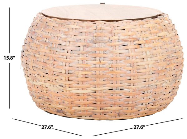 Safavieh Klarysa Bohemian Rattan Coffee Table With Removable Wood Top - Perfect For Coastal Living Spaces! COF6502A