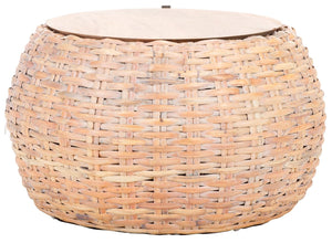 Safavieh Klarysa Bohemian Rattan Coffee Table With Removable Wood Top - Perfect For Coastal Living Spaces! COF6502A