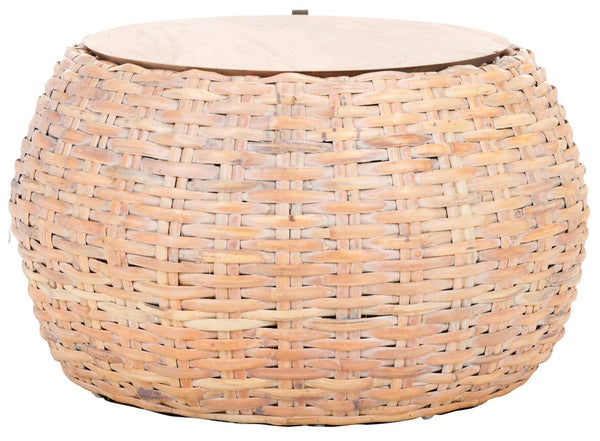 Safavieh Klarysa Bohemian Rattan Coffee Table With Removable Wood Top - Perfect For Coastal Living Spaces! COF6502A