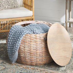 Safavieh Klarysa Bohemian Rattan Coffee Table With Removable Wood Top - Perfect For Coastal Living Spaces! COF6502A