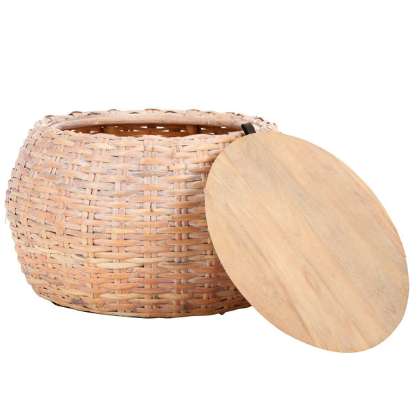 Safavieh Klarysa Bohemian Rattan Coffee Table With Removable Wood Top - Perfect For Coastal Living Spaces! COF6502A