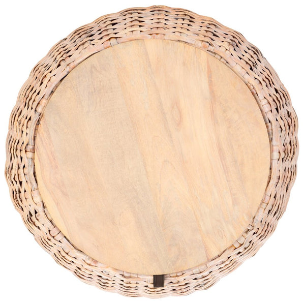 Safavieh Klarysa Bohemian Rattan Coffee Table With Removable Wood Top - Perfect For Coastal Living Spaces! COF6502A