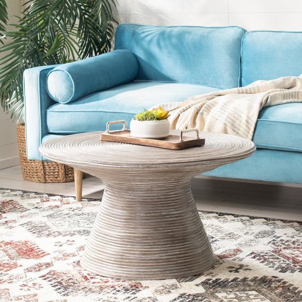 Safavieh Cristina Rattan Coffee Table - Sculptural Pedestal Design With Organic Style, Perfect For Modern Interiors COF6503A