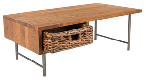 Safavieh Allester Rustic Mango Wood Coffee Table With Rattan Drawer – Stylish Storage For Any Living Room COF6504A