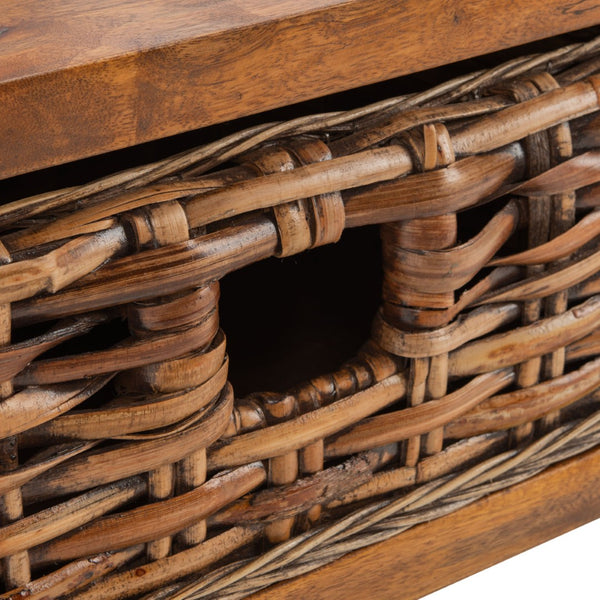 Safavieh Allester Rustic Mango Wood Coffee Table With Rattan Drawer – Stylish Storage For Any Living Room COF6504A