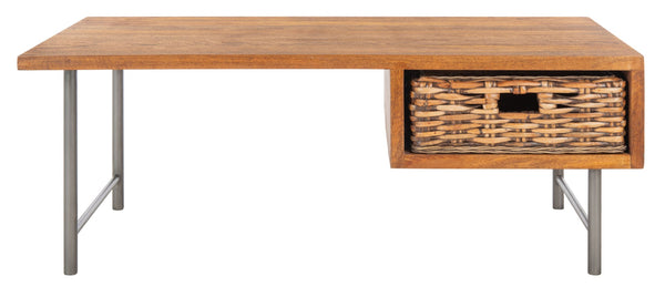 Safavieh Allester Rustic Mango Wood Coffee Table With Rattan Drawer – Stylish Storage For Any Living Room COF6504A