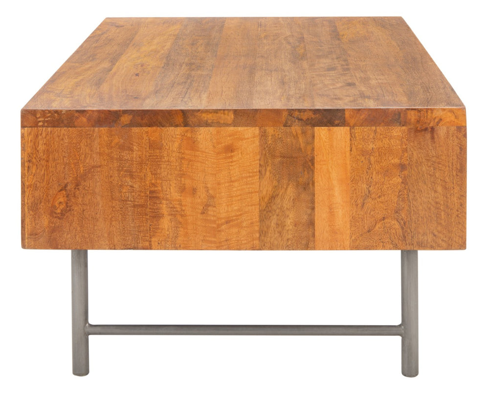 Safavieh Allester Rustic Mango Wood Coffee Table With Rattan Drawer – Stylish Storage For Any Living Room COF6504A