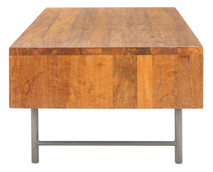 Safavieh Allester Rustic Mango Wood Coffee Table With Rattan Drawer – Stylish Storage For Any Living Room COF6504A