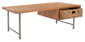 Safavieh Allester Rustic Mango Wood Coffee Table With Rattan Drawer – Stylish Storage For Any Living Room COF6504A