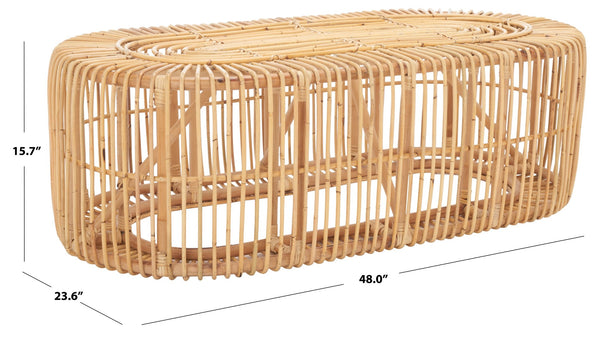 Safavieh Jabez Oval Coffee Table - Tropical Rattan Design For Coastal Living, Boho Style, And Daily Use Natural COF6509A