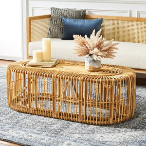 Safavieh Jabez Oval Coffee Table - Tropical Rattan Design For Coastal Living, Boho Style, And Daily Use Natural COF6509A