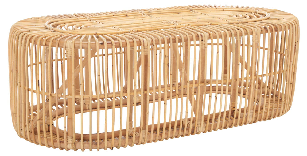 Safavieh Jabez Oval Coffee Table - Tropical Rattan Design For Coastal Living, Boho Style, And Daily Use Natural COF6509A