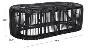 Safavieh Jabez Oval Coffee Table - Tropical Rattan Design For Coastal Living, Boho Style, And Daily Use Black COF6509B