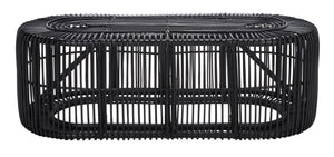Safavieh Jabez Oval Coffee Table - Tropical Rattan Design For Coastal Living, Boho Style, And Daily Use Black COF6509B