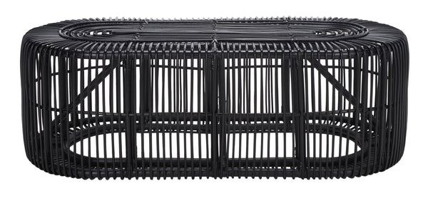 Safavieh Jabez Oval Coffee Table - Tropical Rattan Design For Coastal Living, Boho Style, And Daily Use Black COF6509B