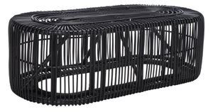 Safavieh Jabez Oval Coffee Table - Tropical Rattan Design For Coastal Living, Boho Style, And Daily Use Black COF6509B