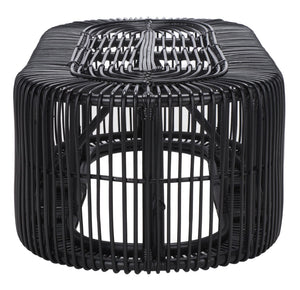 Safavieh Jabez Oval Coffee Table - Tropical Rattan Design For Coastal Living, Boho Style, And Daily Use Black COF6509B