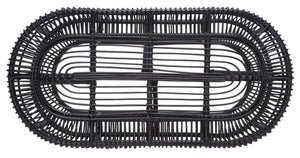 Safavieh Jabez Oval Coffee Table - Tropical Rattan Design For Coastal Living, Boho Style, And Daily Use Black COF6509B
