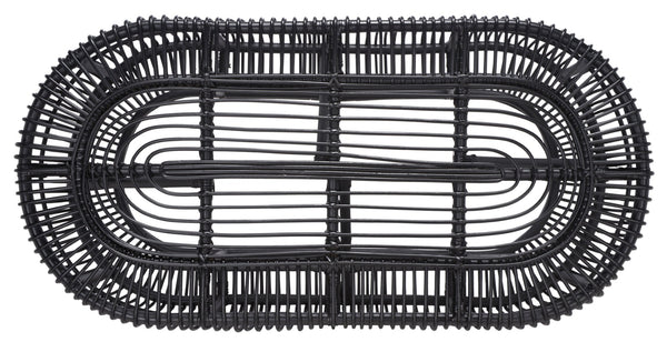 Safavieh Jabez Oval Coffee Table - Tropical Rattan Design For Coastal Living, Boho Style, And Daily Use Black COF6509B