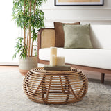 Safavieh Jorah Round Coffee Table XII23 Honey Brown Wash Rattan COF6510A