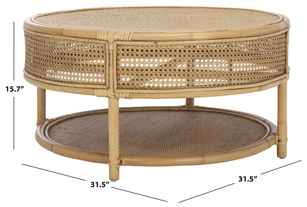 Safavieh Arvid Coffee Table - Honey Brown Wash, Chic Rattan Design For Timeless Elegance In Your Home Honey Brown Wash Rattan Cof6512b